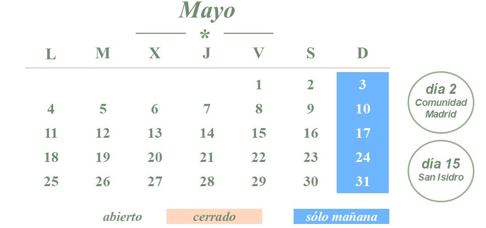Calendario Filandón Mayo 2026